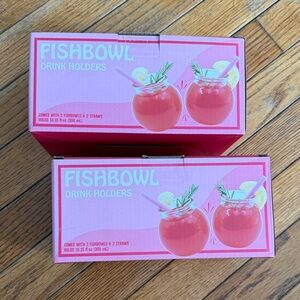 Fishbowl Drink cups - Glass Fishbowl cup Set (clear Glass)